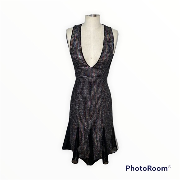 NWT X NBD Cheryl Temples Rainbow Bright Sequin Midi Dress Cutout Size XS - Picture 4 of 7